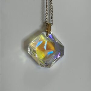 Gold and Silver Geometric Crystal Necklace